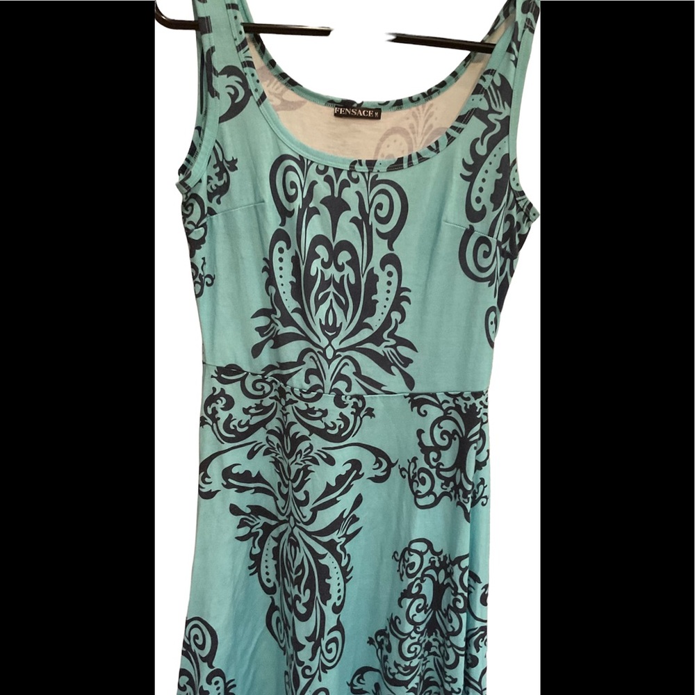 Fensace sleeveless dress light blue patterned dress